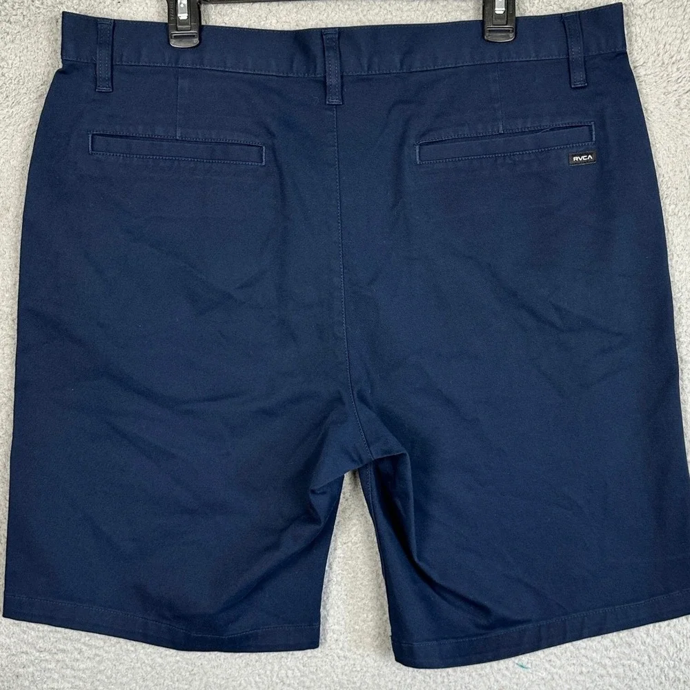 RVCA Week-End Fit Shorts Mens 38 Dark Navy Khaki Chino Stretch Flat Front Casual
